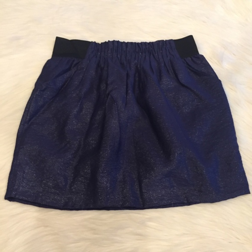 LUSH Blue Metallic‎ Mini Skirt Size Large Juniors
